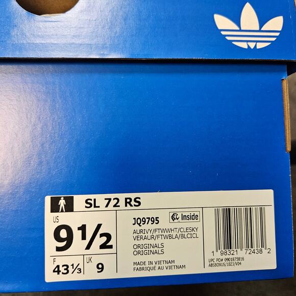 ADIDAS ORIGINALS MEN\'S 9.5 SL 72 RS JQ9795 NIB LOW TOP SNEAKERS